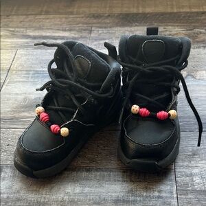 Nike Black Kids Boots with pink Beads🖤